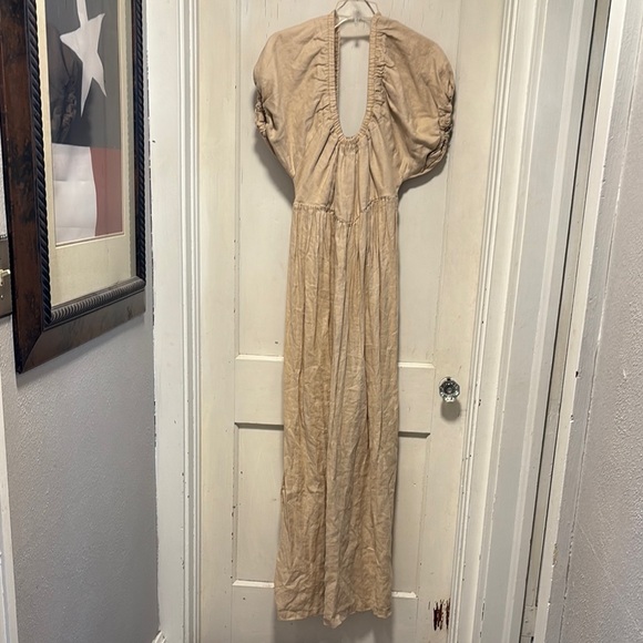 LoboRosa Mimi Boho Sheek Off The Shoulder Elegant Linen Maxi Dress Large - Picture 3 of 9